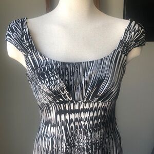 Roulette Black and White Pleated  Bodice Dress EUC